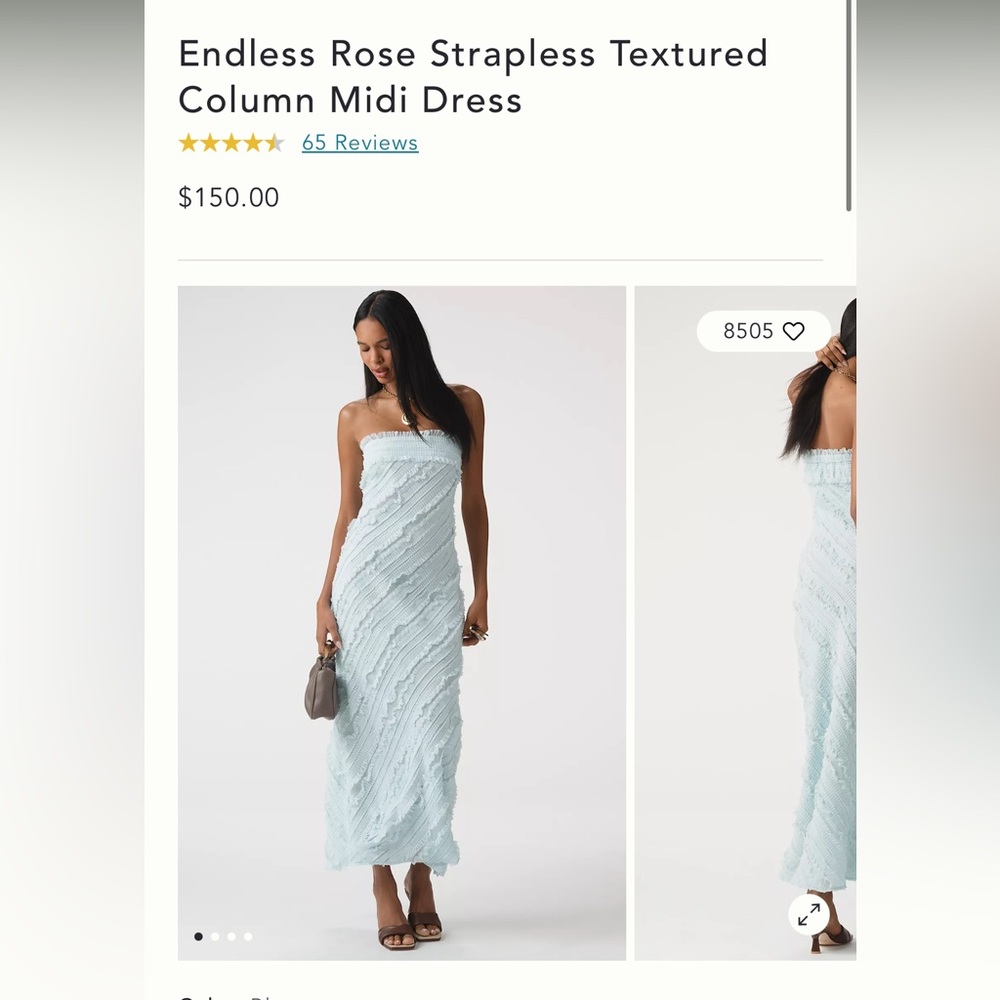 Endless Rose Strapless Textured Column Midi Dress